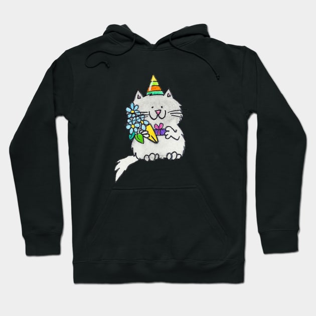 Gray birthday cat Hoodie by nicolejanes